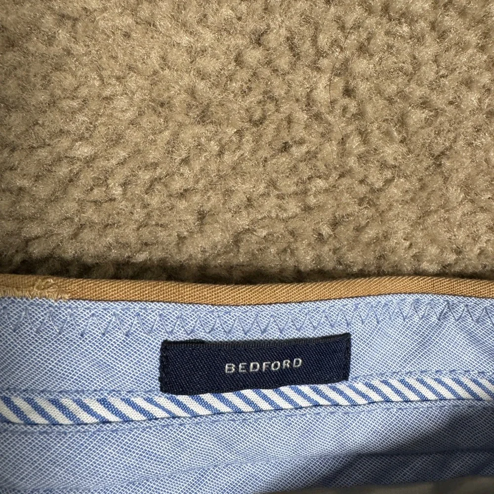 J.Crew Bedford‎ Chino Pants Mens 32x34 Khaki Tan Flat Front 100% Cotton Office